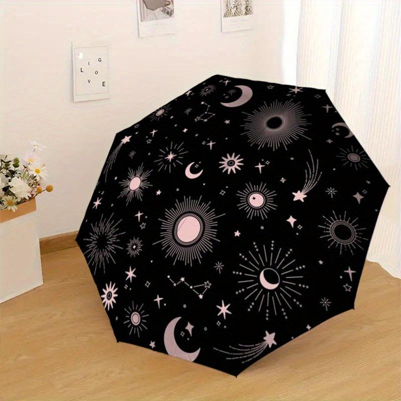 1PC MoonStars Pattern Design Umbrella,Compact Umbrella, All Season, Travel, One Touch Auto Open and Close,Christmas Gift