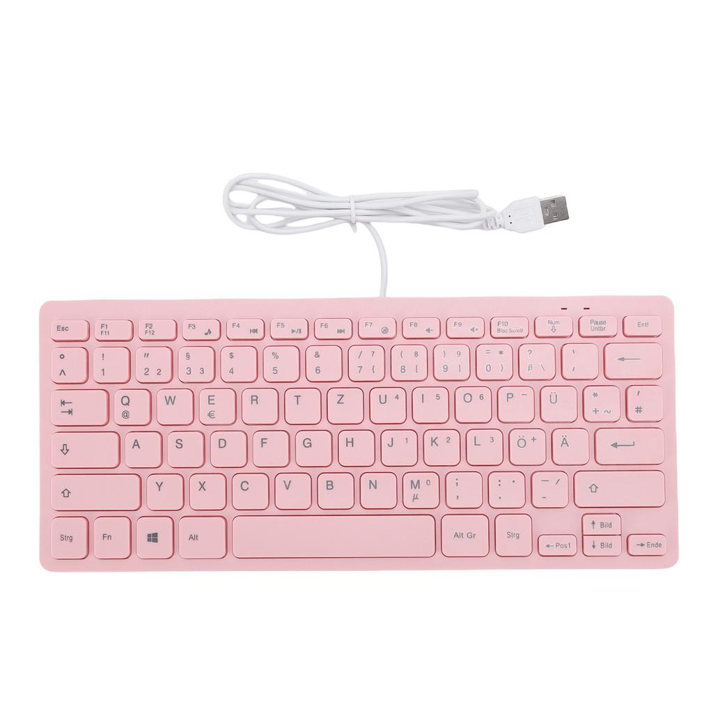 Small Wired Keyboard Roseate Quiet USB 78 Keys Computer Keyboard with Anti Slip Foot Pads for Gaming Working German
