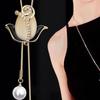 Alloy Sweater Necklace Crystal Tassel Pearl Pendant New Flower Crystal Pendant  for Women