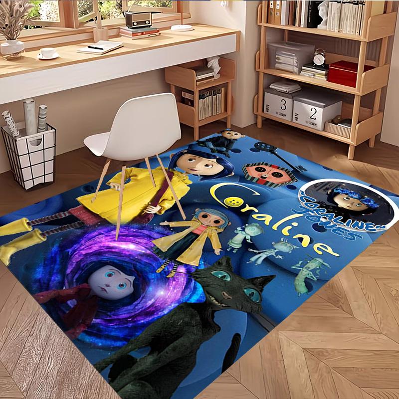 Coraline Print Rug, Washable Floor Carpet, For Entryway Dorm Laundry Room Office Study, Home Decor Birthday Christmas Gift