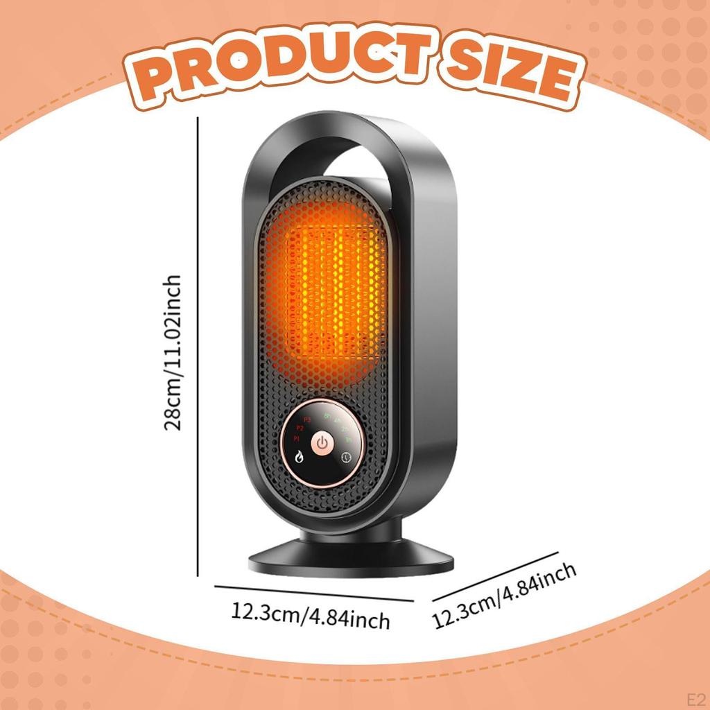 Small Space Heater PTC Fast Heating Compact Multipurpose with Timer 3 Modes Electric for Home