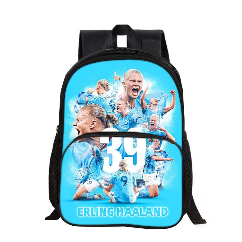 Zaino con Tasca Frontale Haaland Studenti Bambini Stella del Calcio Borsa da Scuola Calcio Sportivo Zaino da Viaggio Grande Capacità