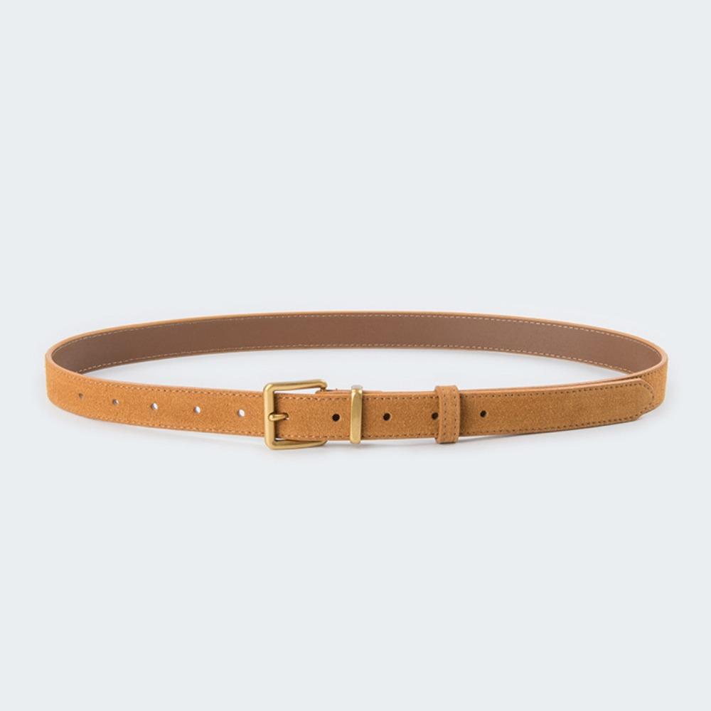 Luxury Design Suede Leather Belt Trendy Pin Buckle Waistband Retro Business Waist Strap  Gifts