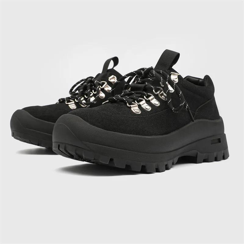 Scarpe da Escursionismo Uomo Casual Versatili Sportive in Pelle Sneakers per Uomo Allacciatura Gomma Scarpe Uomo Zapatos Para Hombre cm nero