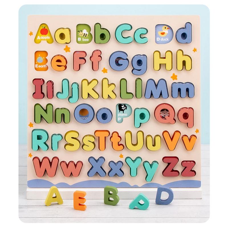 Wooden Upper Lowercase Letter Color Matching Cognitive Puzzle Early Educational Toy For Children