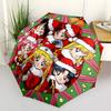 1pc Christmas Sailor Moon Auto Open Close Umbrella Portable Tri-Fold Design with 8-Rib Iron Frame Outdoor Gift for Fans, Travelers, Everyday Use Perfe