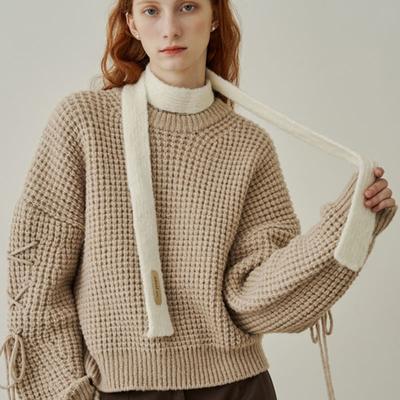 ADAUL Thin Long Tie Muffler - Ivory