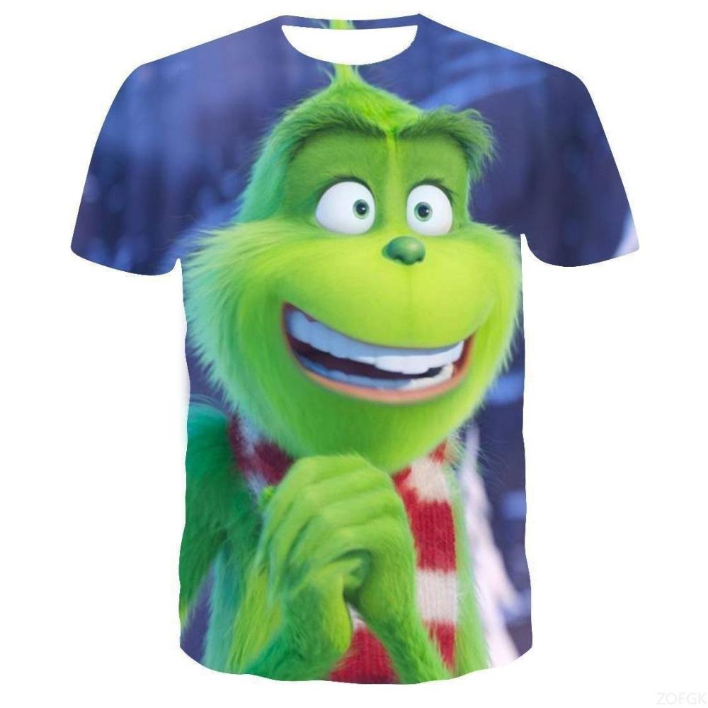 Summer 2025 New Green Hair Monster Grinch 3D Digital Printed Casual Loose Breathable Women's Short Sleeved T-shirt