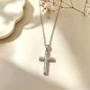 European-American Retro Cross Necklace: Gold-Plated Copper, Full Diamond, Luxury Titanium Steel Chain, Colorfast.