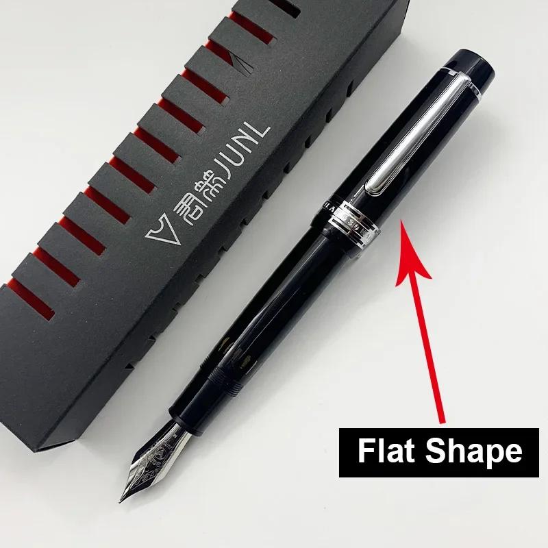 

WingSung/JUNLAI Large 930 Resin Piston Fountain Pen N0.9 Iraurita F/M/B Nib Gold/Silver Clip Business Student Writing Gift Pen NO.9 B(1.0mm)