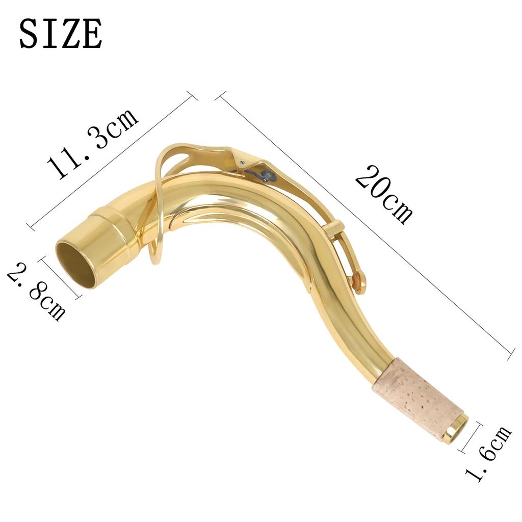 SLADE Tenor Saxophone Bent Neck Brass Gold Plated Tenor Sax Bent Neck with Soft Wood Slice Woodwind Instrument Parts Accessories