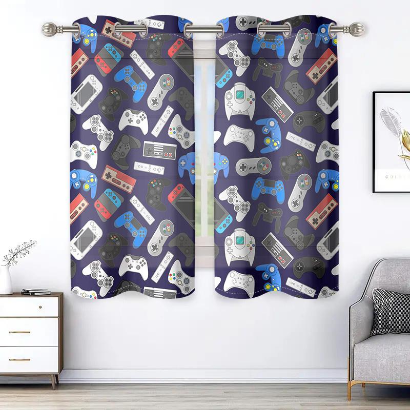 2 Pieces, Game Controller Curtains for Boys, Children, and Teenagers - Living Room, Bedroom, Home Decoration - Colored