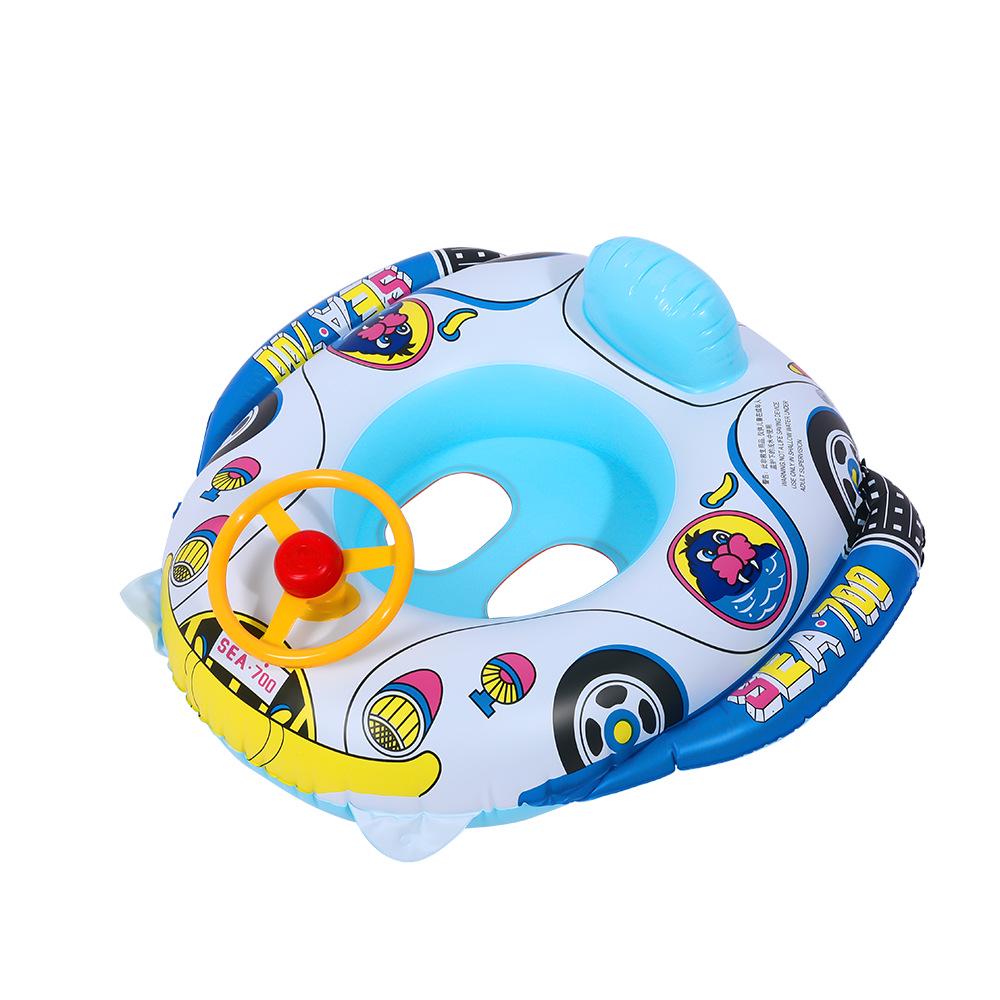 Colac de înot creativ cu mașină de curse de desene animate pentru copii mici - Scaun pentru bebeluși îngroșat cu volan