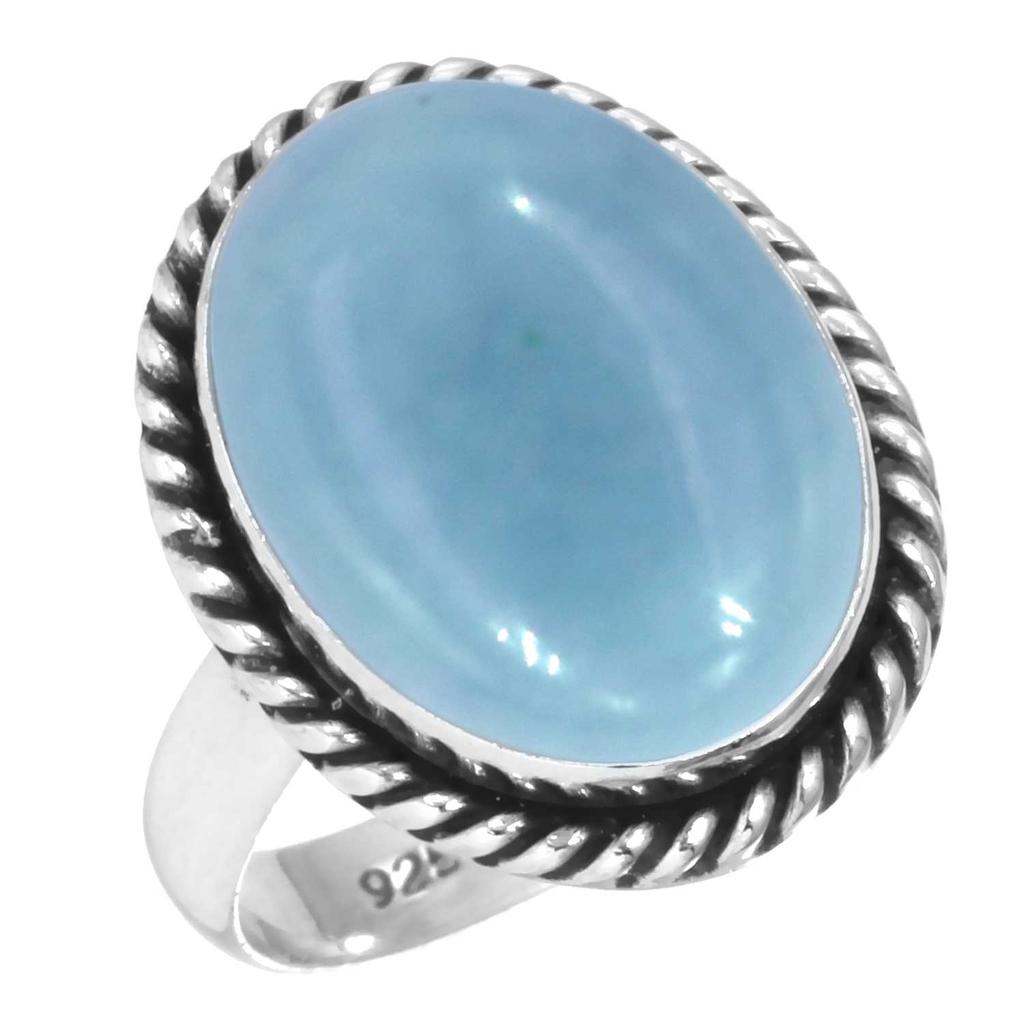 925 Sterling Silver Ring Women Gemstone Handmade Jewelry Anniversary Gift Amazonite Angelite Blue Opal Botswana Agate Mohave Azurite Chrysocolla