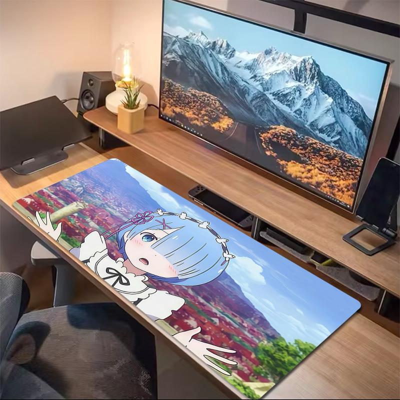 ReZero Print Cushion Non-slip Laptop Tablet Big Mousepad XXL Mat Mini PC Playmat With Lock Edge