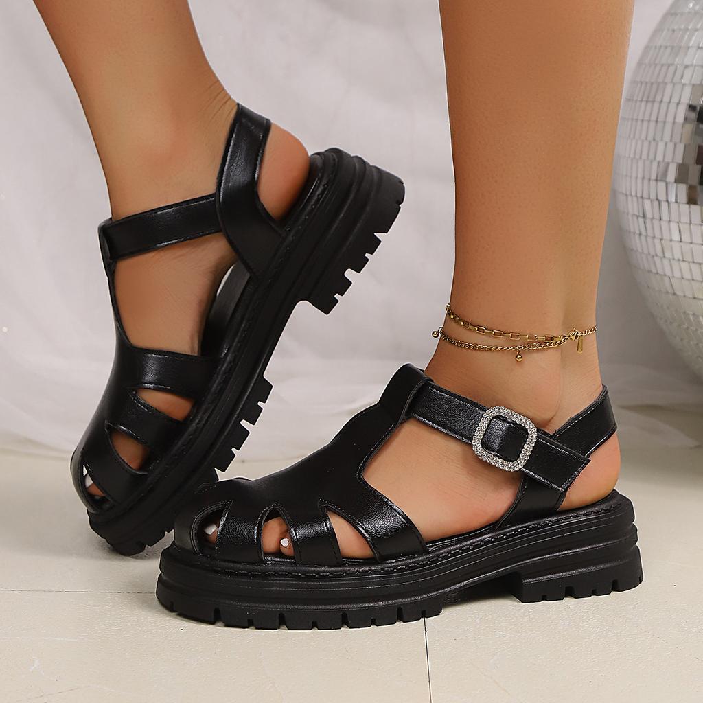 Fashion Plus-size Women's Shoes 2025 Summer and Autumn New Breathable Women's Sandals Woven Thick-soled Roman Sandals for Women
