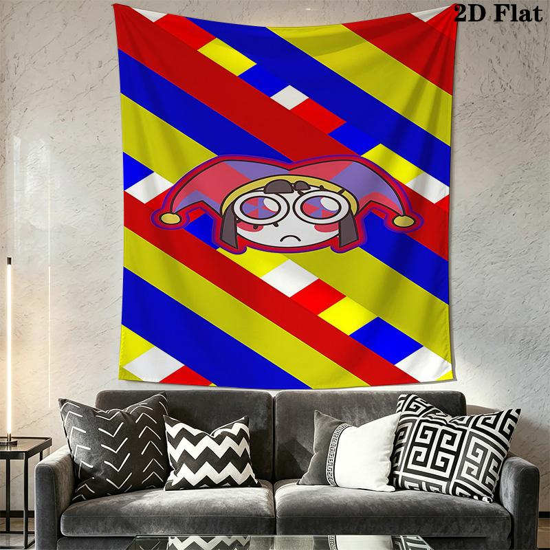 Clown Chase Whimsical Fun Tapestry Fashion Print Background Cloth Homestay Soft Decoration Tapestry Background Wall Hanging Cloth Work Of Art