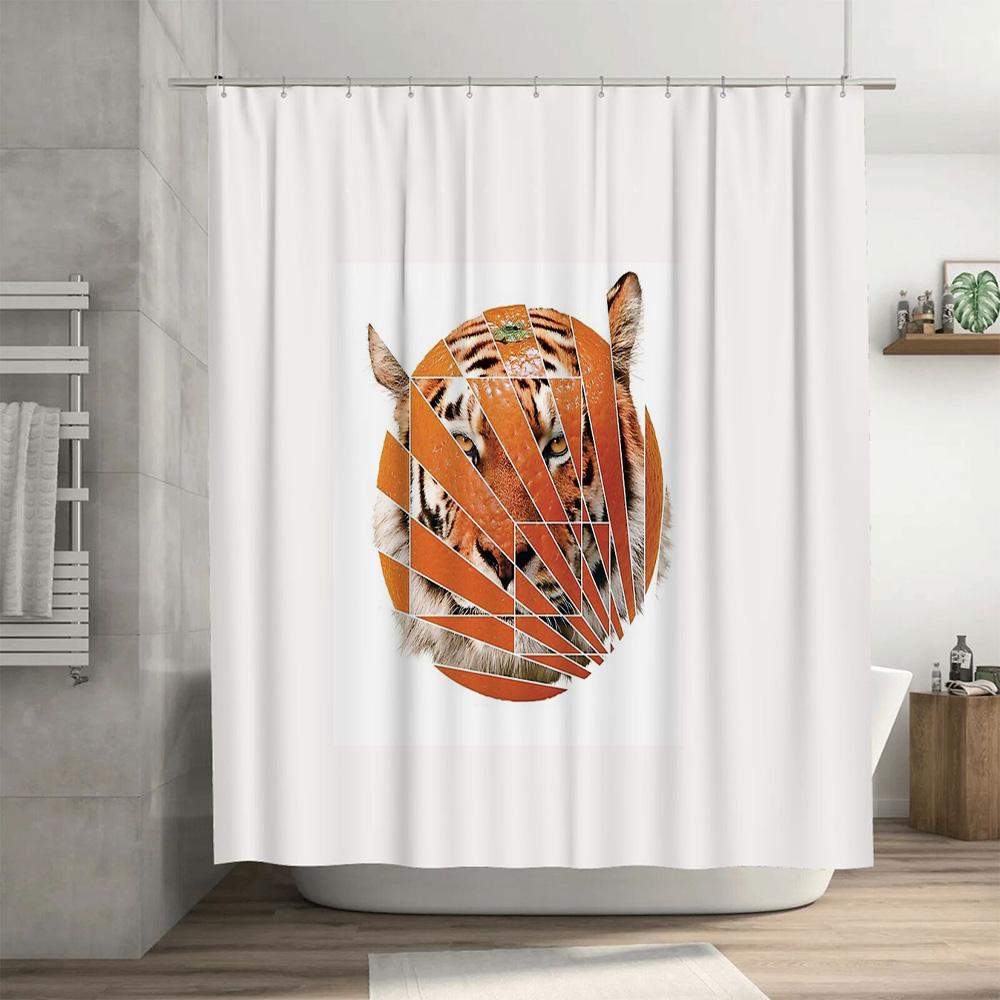 Modern Abstract Tiger Shower Curtain Waterproof Bathroom Decor Nature Wildlife Art Print Liner Home Living Room Canvas