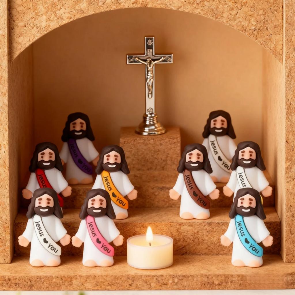 10-30PC Mini Jesus Statue Set Decor Cartoon Jesus Toys Festive Party Scene Decor Room Tabletop Figurines Christmas Easter Gift