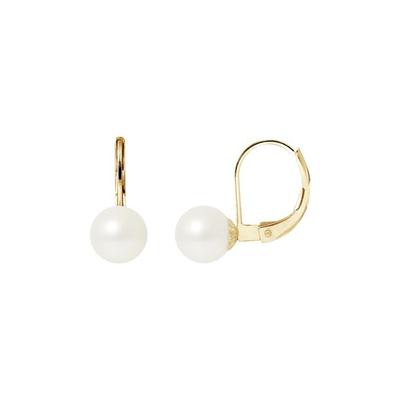 Earrings - Pearls & Colors - Leverbacks - Cultured Pearls 7-8 Mm - Yellow Gold 375/1000 - AAA+