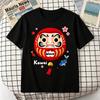 Kawaii Japan Style Daruma Lucky Doll Goldfish Cherry Blossom Graphic Unisexs Pure Cotton Loose Streetwear Tops