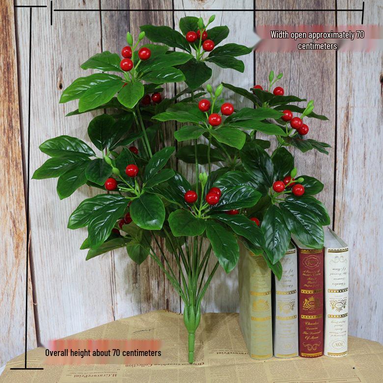 Artificial Bonsai Money Tree with Orange Flowers - Living Room Green Plant Decoration