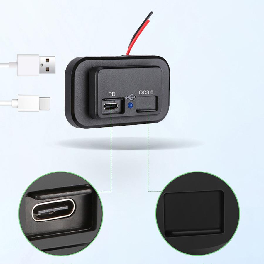 12V PD QC3.0 USB Dual Car Fast Charger Adapter Socket Power Outlet Universal LED