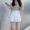 Skinny Fashionable Versatile Black Ultra-high-waist Denim Shorts Female Design Sense Double-button Loose Thin Outside Straight Rolled Wide-leg Pants