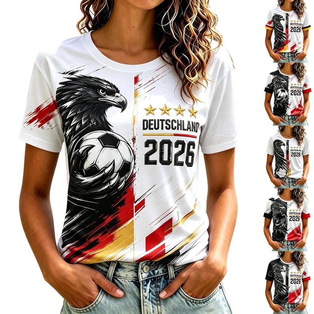 Women Casual Short Sleeve T-Shirt Crew Neck Graphic Print Lightweight Soft Fabric Comfortable Fit Daily Wear