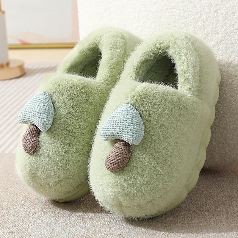 thick-soled mushroom cotton slippers autumn and winter indoor non-slip parent-child household eva fluffy slippers confinement shoes