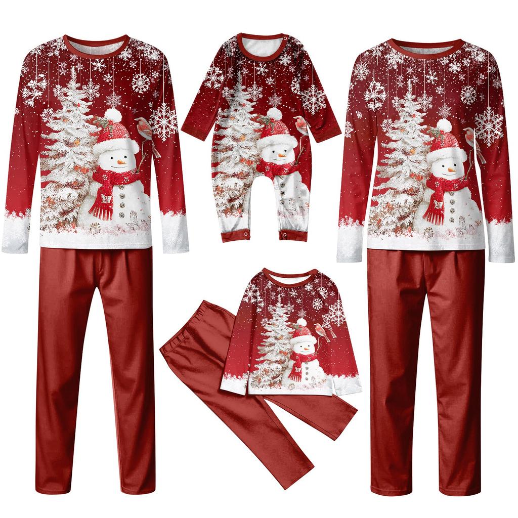 Print Cute Family Set Pajamas, Home Clothes, Family Set Long Sleeve Top Pants Set