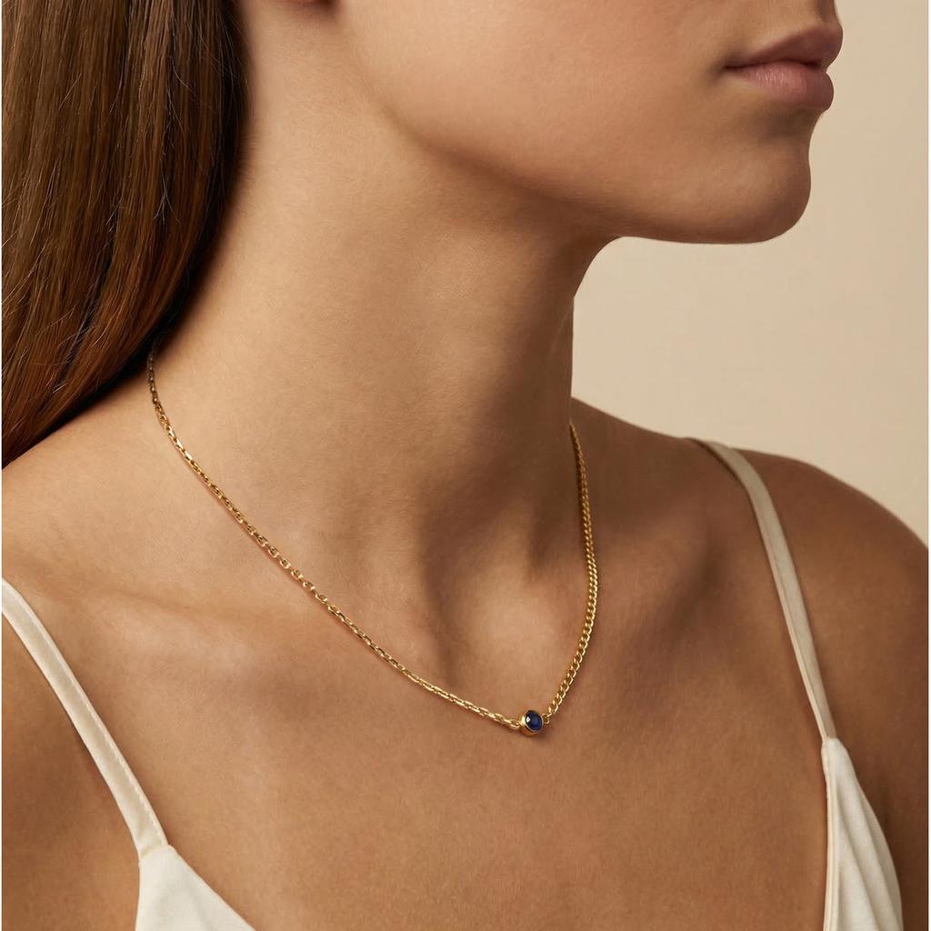 Collana in Acciaio Inossidabile Pietra Naturale Pietra Preziosa Colorata Collane a Stazione Gioielli Impermeabili da Donna