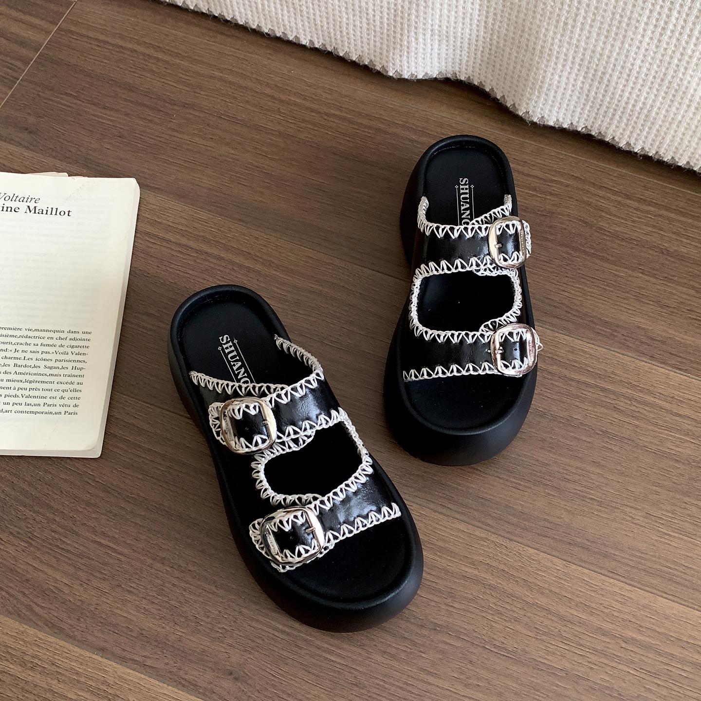 Internet celebrity non-slip thick-soled slippers with skirt soft-soled heightening cool slippers 35