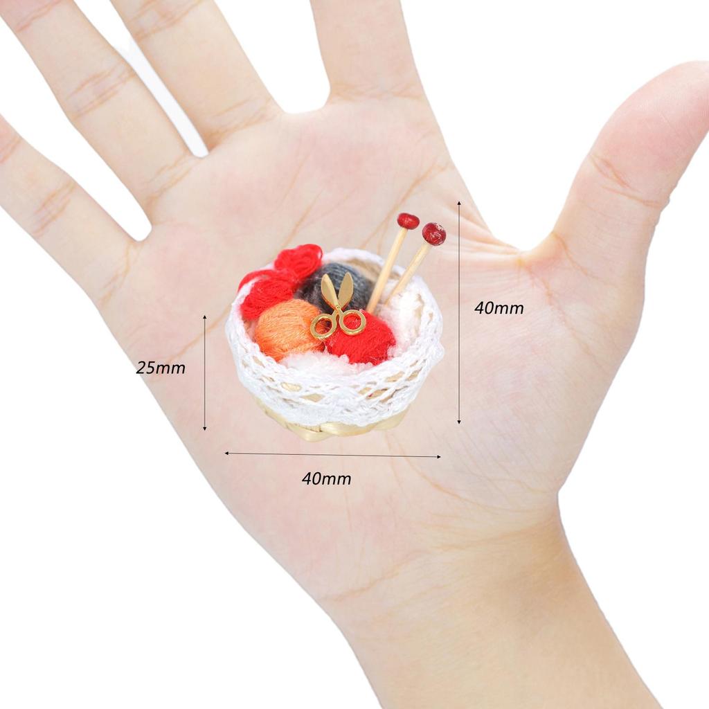 1/12 Dollhouse Woolen Yarn in Basket Knitting Yarn Knitting Accessories for Dollhouse