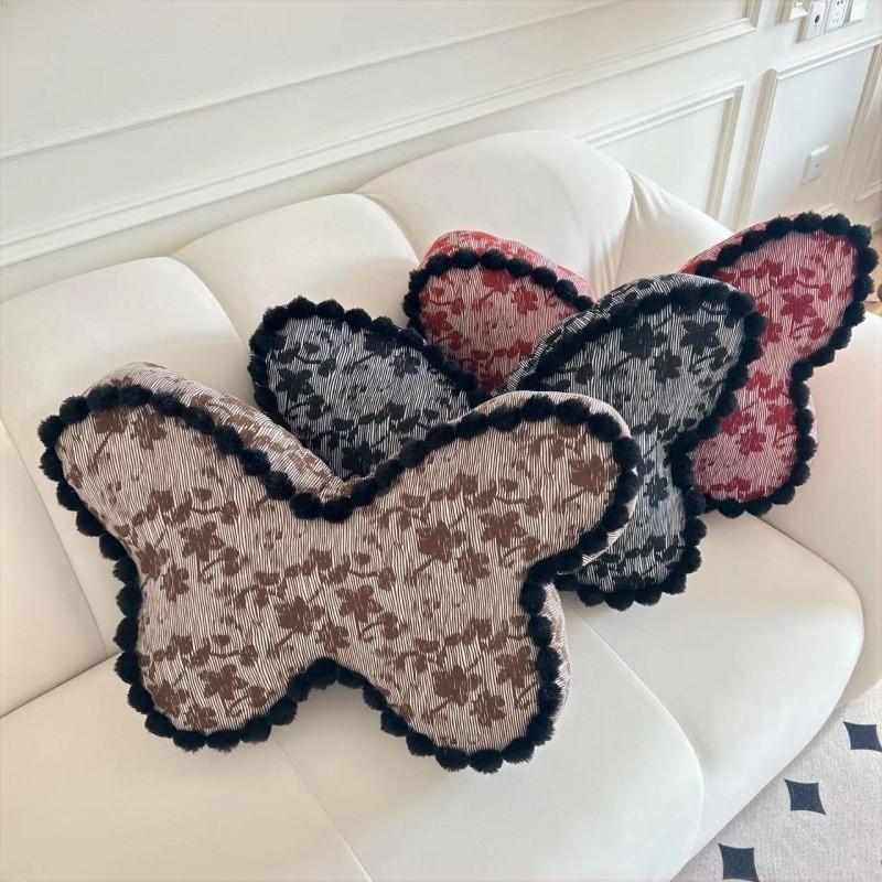 Modern Butterfly Decorative Pillow With Cotton Linen Cover For Bedroom And Sofa Comfort