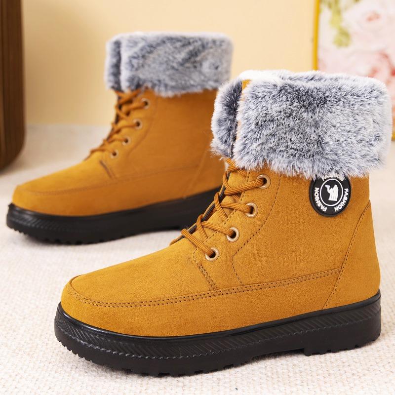 Shoes Women's Cotton Boots Winter Plus Velvet Thickened Mid-top Warm Snow Boots Pedal Cotton Shoes