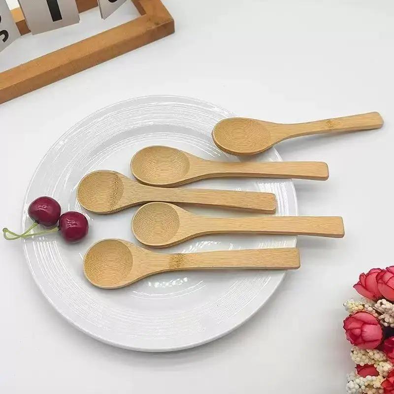 10pcs/Set Wooden Honey Spoon Ecofriendly Household Tableware Bamboo Kitchen Condiment Scoop Coffee Spoon Dessert Spoon Teaspoon