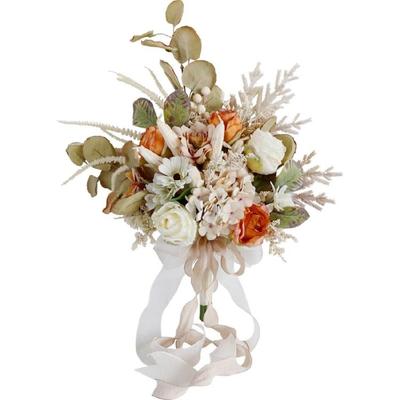 Zarte Seidenblumen-Arrangements Schöner künstlicher Champagner-Orange Handgebundener Strauß für Geburtstags- und Festival-Dekorationen