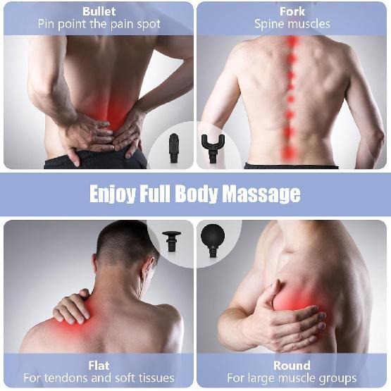 Massage Gun Deep Tissue with Upgraded Extension Handle, Portable Percussion Muscles/Neck/Shoulders/Waist/Legs Massager for Pain Relief Deep Tissue