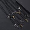 European & American Retro Bull Head Necklace Choker - PU Alloy Bolo Tie for Sweaters & Shirts