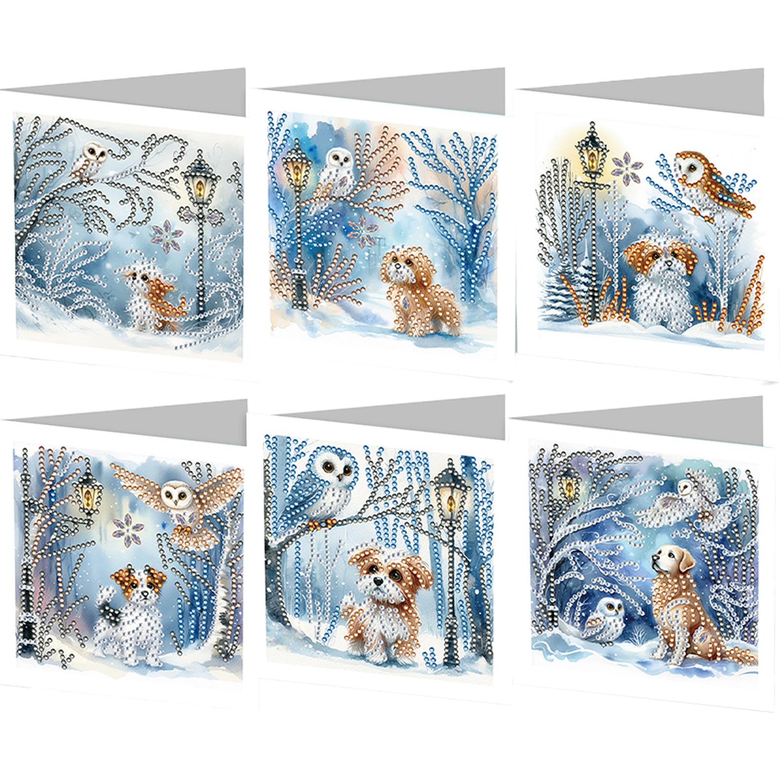 

6PCS DIY Rhinestone Diamond Art Mosaic Postcards Diamond Art Greeting Cards Birthday Gift for Friend