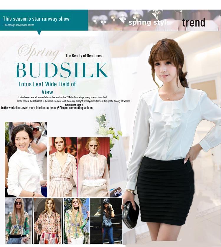 Dámský top s volánovými rukávy v korejském stylu z šifonu