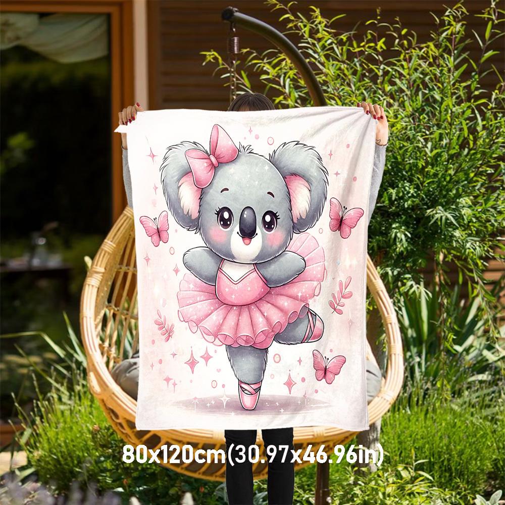 

1pc Koala Ballerina Outdoor Flannel Blanket Soft Warm All-Season Throw for Sofa Bed Car Camping Office, Cozy Gift Idea1152S 80x120cm(31x47inch)