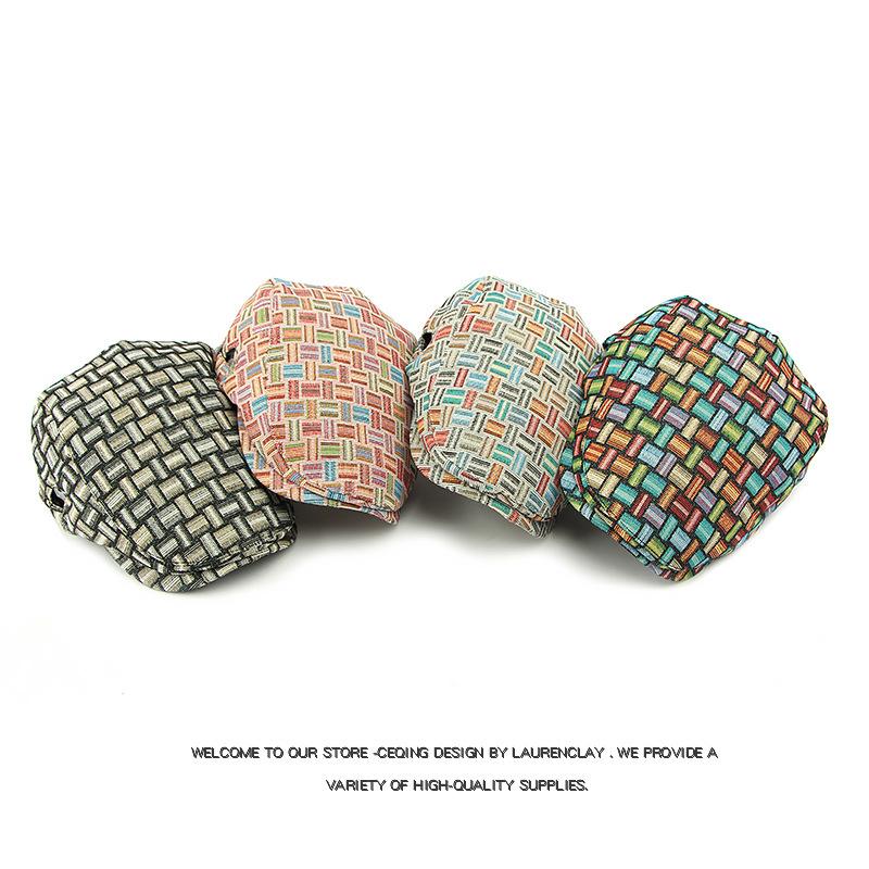 Spring Autumn Hat Women's Retro Plaid Beret Color Block British Peaked Cap