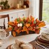 Artificial Potted Plant with Pumpkin and Maple Leaves for Thanksgiving Home Decor