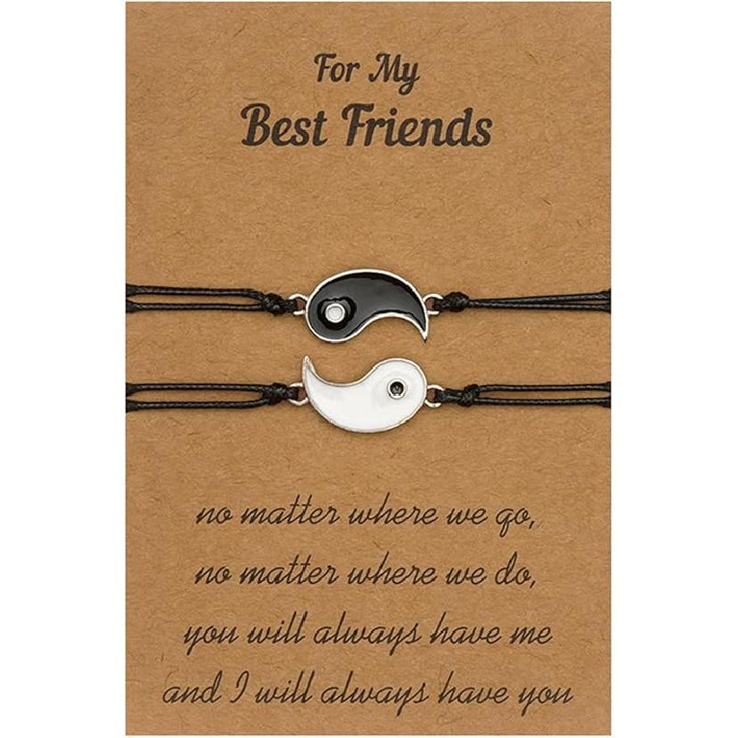 2-4Pcs Yin Yang Tai Chi Beads Infinity Braided String Rope Bracelets Handmade Waterproof Adjustable Cord Strand Bracelet for Men Women Friend Couple