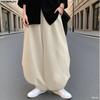 INCERUN Men Elastic Waist Cotton Linen Casual Solid Color Drop-crotch Pants Lantern Trousers