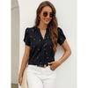 Summer new V-neck love petal pattern women's casual T-shirt top