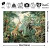 Arazzo Safari Giungla 2D, Appeso a Parete con Animali della Foresta Tropicale per Decorazione Camera da Letto Bambini