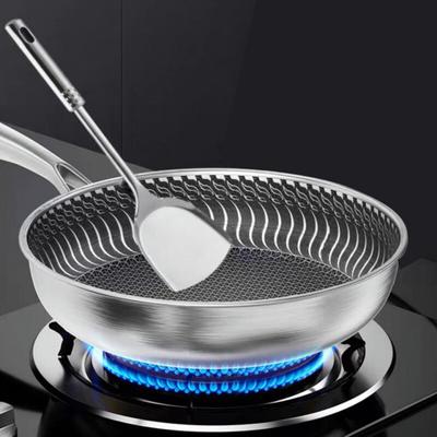 Ganzkörper-Drei-Schicht-Edelstahl-Pfanne 316 Edelstahl Wok-Pfanne Beidseitige Wabenstruktur-Pfanne Geeignet für Alle Herdarten